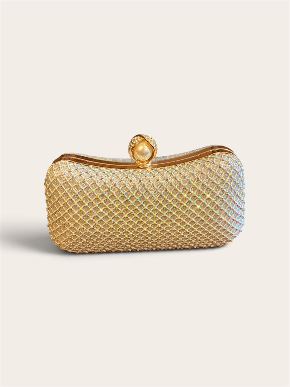 NWOT Brilliant Crystal Mesh Evening Clutch with Removeable Chain